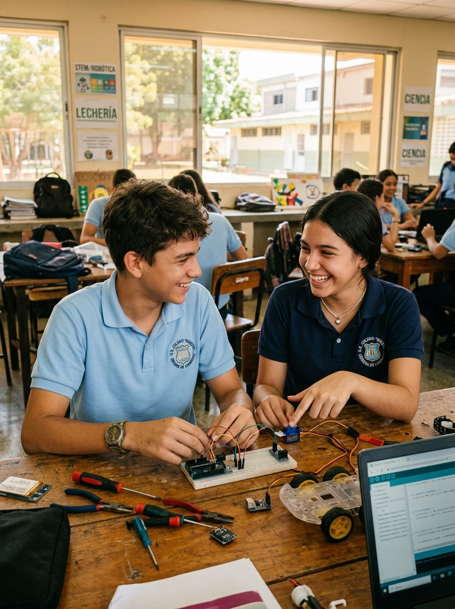 Estudiantes de Lechería en el laboratorio de Robótica